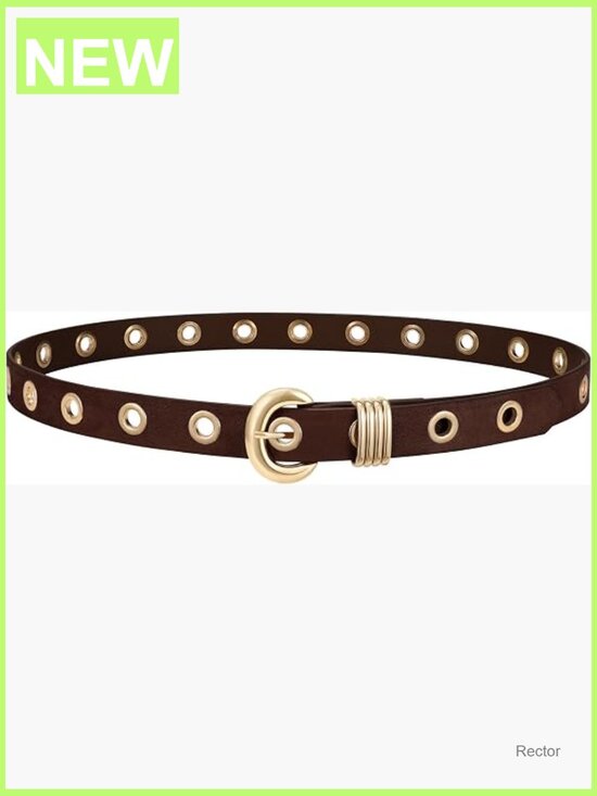 Accessories - Skinny Leather Belt with Gold Buckle for Jeans Pants